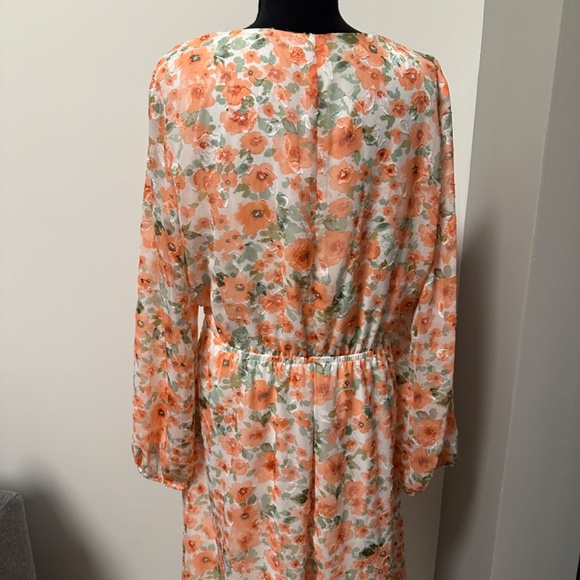 **INC INTERNATIONAL CONCEPTS* Plus Orange Floral Long Sleeve Dress Size 16 - Picture 5 of 8